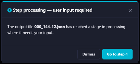 Step processing finished notification